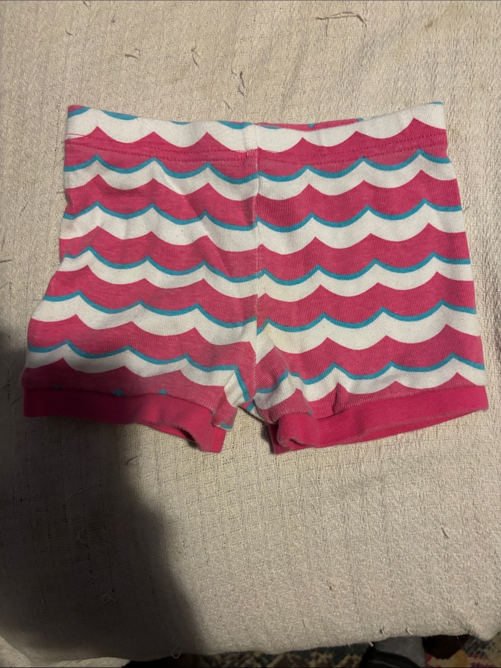 Pink Wave Shorts with Blue and White Accents